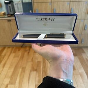 Waterman Hemisphere stainless steel with gold ballpoint pen. Made in France.